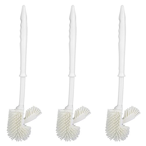3er Set WC Bürste mit Silikon Bürstenkopf Toilettenbürste Klobürste weiß