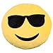 Produktbild ocona© Emoticon Dekokissen „Emoji cool“ whatsapp Lach Smiley Stuhlkissen Sitzkissen Plüsch Polster rund, Durchmesser 25 cm, gelb