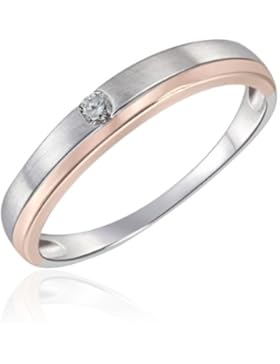 Goldmaid Damen-Ring 9 Karat 375 Bicolor Verlobungsring 1 Brillant 0,05 ct. So R6260WR