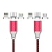 Produktbild SKITCH 10ft Multi USB Kabel 2 Pack 3 in 1 Geflochtene Magnitic Ladekabel Adapter Stecker mit Typ C, Micro USB, ISO für iPhone 7 / 7Plus und Universal (rot)