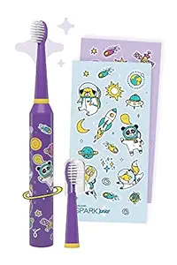 Caresmith SPARK Junior Rechargeable Electric Toothbrush for Kids Space Edition | Space Animal Stickers for Designing your Toothbrush | 2 Ultra Soft Brush Heads | 6 Dynamic Modes