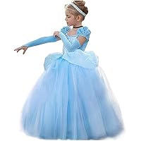 Robe Princesse Cendrillon Fille + Accessoires – Déguisement Sofia, Raiponce, Carnaval, Halloween, Noël