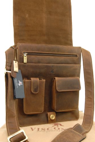 Große braune Organizer-Umhängetasche aus Leder von Visconti (18410) – GRÖßE: B: 25 H: 30 T: 7 cm - 4