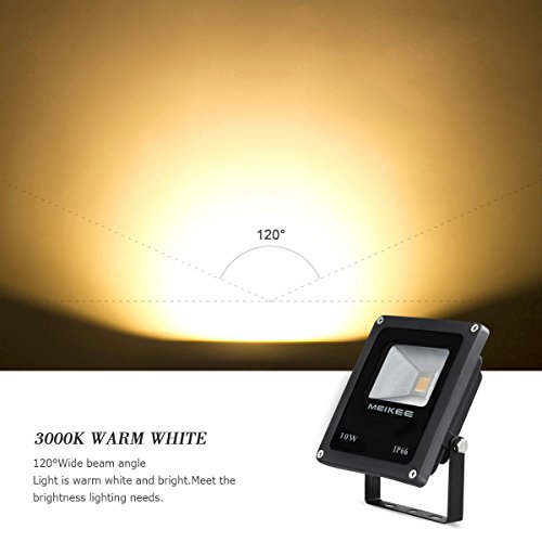 MeiKee 10W Ultrahelles LED Fluter, ersetzt einer 60W Halogenlampe, wasserdicht, 700lm, Warmweiß, LED Flutlicht, LED Außenleuchten, LED Flutlichtstrahler, LED Strahler, LED Scheinwerfer - 5