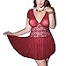 Produktbild Fenverk Damen Sexy ReizwäSche Babydoll Dessous Chemise Nachthemd Lingerie Negligee NachtwäSche Kimono Sleepwear Mit G String Nachtkleid Faltenkleid Set Wickeloptik(rot,L)