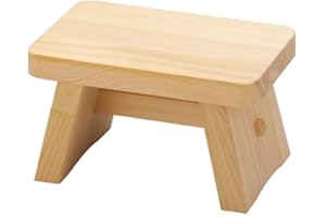 Yamako Japanese Onsen Style Bath Stool, Hinoki Wood, Light yellowish-brown, 16.0 cm, 400.0 g, Made in Japan