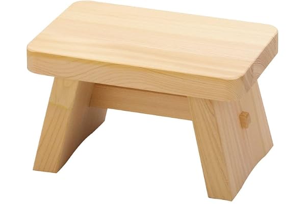 Japansk badpall i onesistil, naturlig hinoki-trä, H 16 cm, tillverkad i Japan 12401