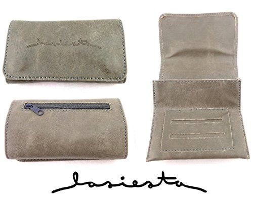 La Siesta - Petaca para tabaco de liar, ranura doble para librillo de papel, color gris