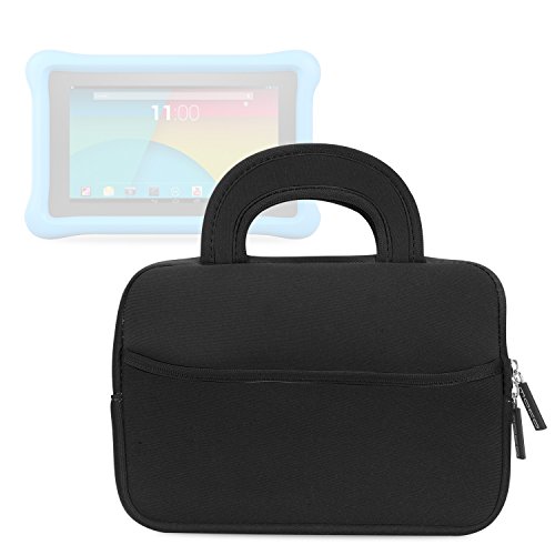 MoKo Universal 7-8 Zoll Tablet Tasche – Neoprene Handtasche Tragetasche Aktentasche Wallet Bag für Amazon Fire Kids Edition 7 Zoll (5. Generation – 2015 Modell) , Fire Kids HD 6″, Fire 7, Schwarz - 2