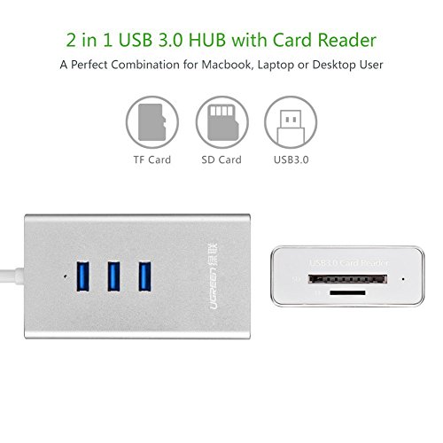 USB 3,0 Hub UGREEN Superspeed USB 3.0 Hub 3 Port mit SD/TF kartenleser mit Aluminium-Gehäuse - 2