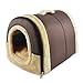 Produktbild Jia Meng 2 in 1 Haus und Sofa für Hundebett Cat Puppy Rabbit Pet Warm Soft Warm Pet Bed (45 * 35 * 35, Braun)