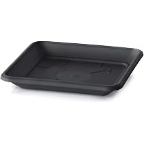 Soucoupe Carrée Blim Anthracite 42x42cm - Pour Pots De Fleurs Carrés