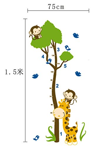 Instylewall Home Decor Mural Vinyl Wall Sticker Tall Tree Height Chart Monkeys Kids Nursery Room Wall Art Decal Paper