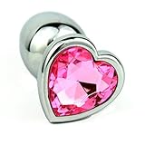 FourPlusOne Jeweled Steel Anal Butt P lugs A nal Trainer Toys BDSM Toys For Women Men Couples (Pink)