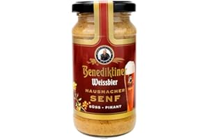 ‎ALTENBURGER ORIGINAL Altenburger Original Benediktiner Hausmacher Senf, 200ml im Glas, süßer Senf verfeinert mit dunklem Benediktiner Weißbier