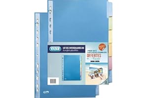 ELBA Lot de 2 Jeux d'Intercalaires 6 Onglets A4 (21 x 29,7cm) en Carte Couleurs Assorties avec Perforation Renforcée