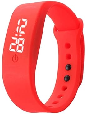 Kolylong Unisex Gummi LED Datum Digital Sport Armband Kolylong Rote