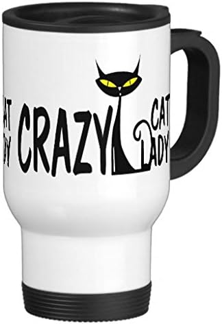 Hiekon Crazy Cat Lady Stainless Steel Travel Mug, 14-Ounce