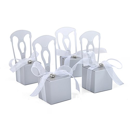 Idoo 50 PCS Wedding Favor Box/Gift Box, Wedding Party Favors, Chair Place Card Holders