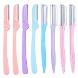 URATOT 8 Pieces Eyebrow Razor Shaper Shavers Trimmer Cheek Facial Hair Remover Shapers, Foldable Trimmer Shaving Grooming Kit for Women and Men Face Hair Removers (Color A)
