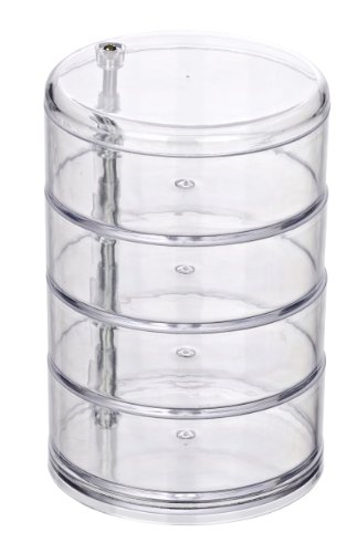WENKO 20990100 Kosmetik Organzier Tower Transparent – mit 4 drehbaren Fächern, Kunststoff – Acryl, 11.5 x 17.5 x 11.5 cm, Transparent - 2