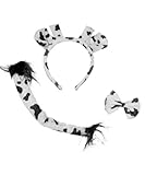 Pierro´s Kostüm Set Kuh Kinder Zubehör Kuh Set Ohren Fliege Schwanz Damen / Herren für Karneval, Fasching, Halloween, Motto Party / Verkleidung Kuh
