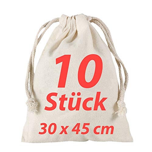 Bags By Jassz Pochette en tissu robe ersacke avec cordon de serrage Sac zuzieh linge naturel 30 x 45 cm lot de 10