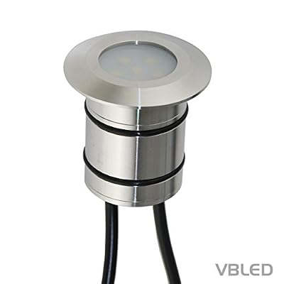 vbled® de haute qualité Leuchten encastrable en acier inoxydable de sol rond LED 12 V AC/DC 3000 K Blanc Chaud IP67 0,5 W 20 lumens Ø45 x 43 mm (Blanc chaud, étanche IP67, Spot de Sol, terrasse, encastrable, Spot, mini, Deck Light, Spot de jardin)