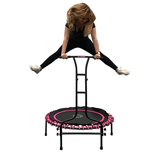 Indoor Outdoor Mini Fitness Trampolin 110 cm Ø mit 6 Standbeinen und Haltegriff höhenverstellbar stabile Ausführung bis 120 kg belastbar - 3
