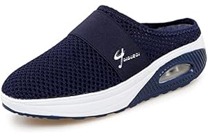 DIQUEQI Orthopedic Slippers Shoes for Women Air Cushion Slippers Slip-On Walking Breathable Mesh Sandals Non-Slip Mule Casual Clogs Garden Shoes