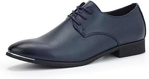 Men Spring And Autumn Leather Wild Formal Shoes Business Shoes Pointed Shoes Youth,Blue-41
