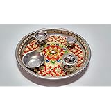Meenakari Small Size Pooja Thali Set (7 * 7 * 0.8) inch
