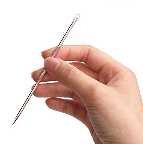 Cookey Blackhead Remover Kit, Comedone Extractor Tool, Anti-mikrobielle Doppelseitige 4 Stücke, Behandlung für Verunstaltung, Whitehead Popping, Zit Entfernen für Risiko Freie Nase (Golden) - 9