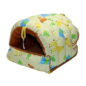 Bird Nest House Winter Warm Hanging Bed Cave for Budgie Parakeet Cockatiel Conure Lovebird Hamster Rat Gerbil Chinchilla (S, Colorful Dot)