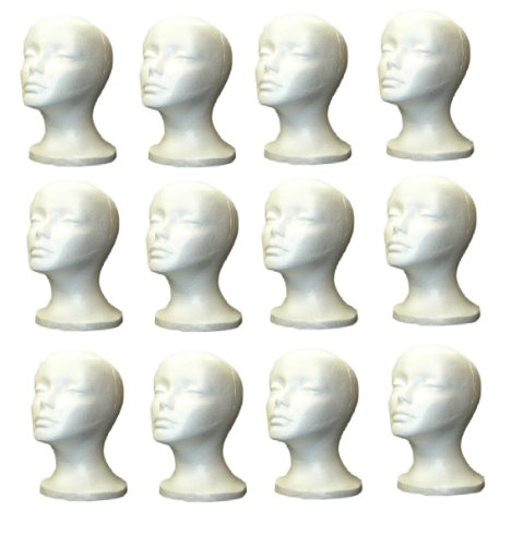 Shany Styrofoam Model Heads/ Hat Wig Foam Mannequin/ One Dozen Jumbo Pack