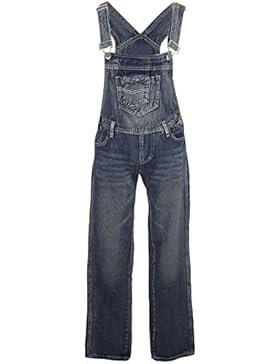 Anna-Kaci Frauen Denim Blue Jeans Gerades Bein Taschen Latzhose