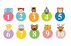 Asmi Collections Wall Stickers Cute Animals with Numbers for Kids Room