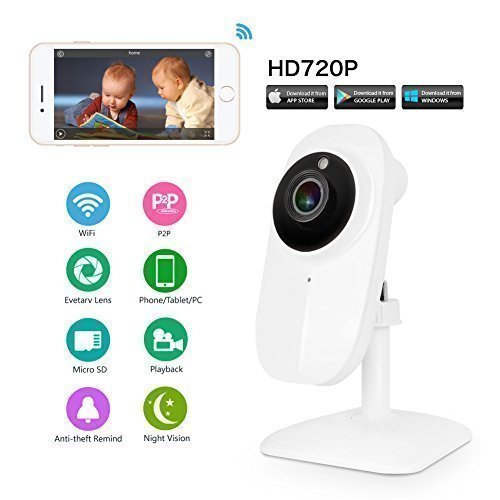 Ideanext Wireless 720P High Definition IP Network Video Monitoring Camera Security Surveillance Monitor Supports Microsd DVR Night Vision Record Video Two-way Audio, Motion Detection, Remote Internet Viewing for iPhone, iPad, Android Smartphone or PC (1501)