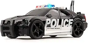 PLUSPOINT Police Car Friction Powered 1:20 Scale with Lights Sirens and Sounds Durable Kids Rescue Emergency City Cop Vehicle Push and Go Pursuit SWAT Toy Pretend Play Great Gift for Children Boys Girls