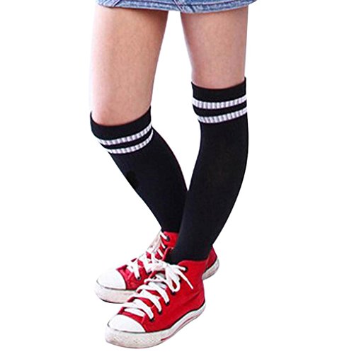 Malloom® Niños Niños Deporte Fútbol calcetines largos de alta calcetín Béisbol Hockey Calcetines (negro)