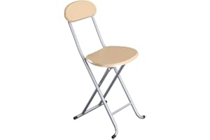 OCEANO Sedia sgabello pieghevole in legno mdf struttura metallica ideale sedia cucina soggiorno terrazzo balcone veranda giardino ripiegabile richiudibile colore naturale salvaspazio (Sedia)