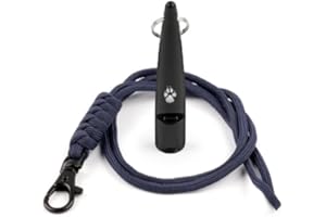 THE DOG LADY (TDL) TDL Hundepfeife mit Umhängeband – Weitreichendes Trainingswerkzeug für Rückruf & Gehorsam – Einstellbare Frequenz, lauter Klang für alle Hunderassen (Schwarz mit marineblauer Halskordel)