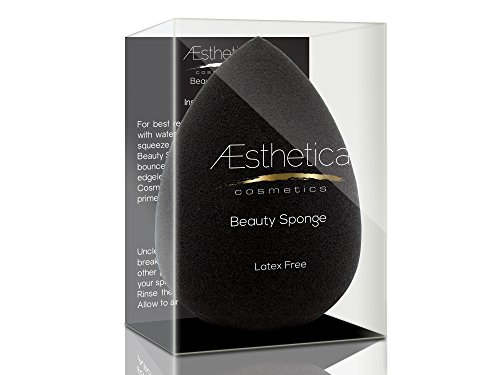 Aesthetica Cosmetics Beauty Sponge Blender - Latex Free and Vegan Makeup Sponge - For Powder, Cream or Liquid Application - One Piece
