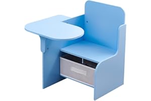‎NICEME NICEME Kinderstuhl mit Tisch, Kinderstuhl mit Schreibtisch und Armlehne, Kinderschreibtischstuhl Kleiner Trainingsstuhl mit Schreibunterlage für Zuhause Klassenzimmer (Blau)