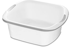 Addis Premium Soft Grip Large Rectangular Washing Up Bowl, 9.5 litre, White and Grey