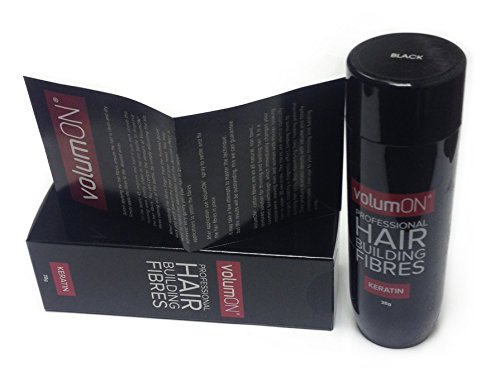 Volumon Professional Hair Building Fibres- Hair Loss Concealer- KERATIN- BLACK 28g- Get Upto 30 Uses