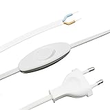 Color Blanco, Longitud total: 1,50 m = longitud de conector hasta entre interruptor = 1,0 m aprox listo para conectar.