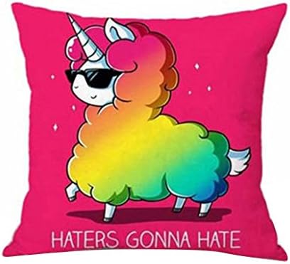 Cartoon Unicorn Print Pillow Case Bed Sofa Waist Cushion Cover Car Home Decor