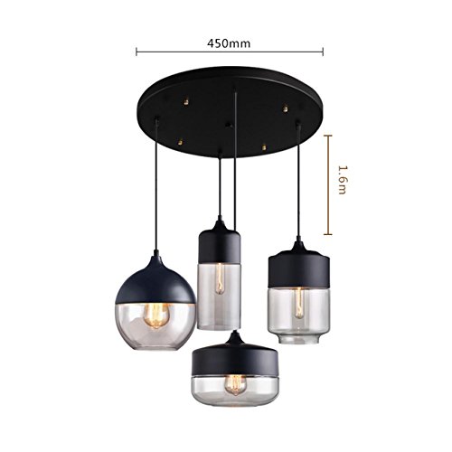 Preisvergleich Produktbild GRFH Moderne Eiche Transparente Schatten Glas Kronleuchter Loft Lange Kombination Restaurant Wohnzimmer Kreative Pendelleuchten Retro Edison Lichter E27 110V-220V 1.6m Linie Deckenleuchte mit Holzstreifen , 28