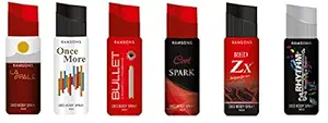 Ramsons Deo Rhythm Black, Cool Spark, Red Zx, Bullet, La Opale And Once More Combo Pack of 6